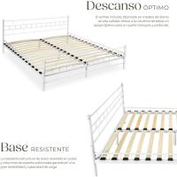 Cama Matrimonio Estructura de Acero Robusto con Somier de Láminas de Madera, Muebles de Dormitorio, Cama Completa, Resistente, Fácil de Limpiar, Base de Cama - 140 x 200 x 76 cm Blanco - details 11