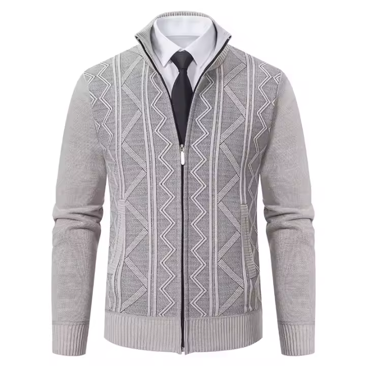 Chaqueta gruesa para hombre, cárdigan de punto con cuello en H, cálido, adecuado para otoño e invierno - 1