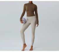 Top corto de Yoga para mujer, chaqueta deportiva de lana, abrigo de manga larga con cremallera completa, ropa deportiva informal para gimnasio - details 6