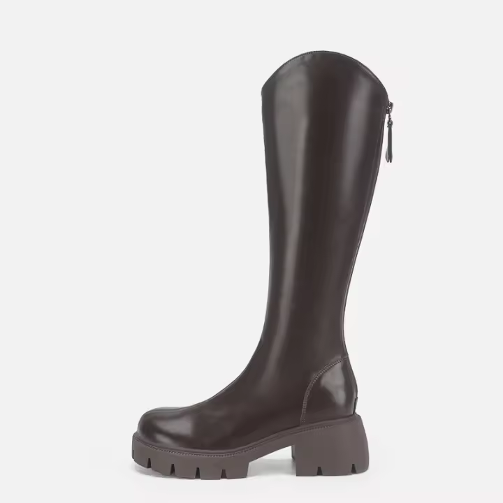Nuevas Botas Altas De Punta Redonda Con Suela Gruesa Y Tacón Grueso Para Mujer, Botas Vaqueras Occidentales Para Mujer. - 1