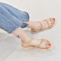 Sandalias de verano con puntera de diamantes de imitación y lentejuelas, planas, casuales, de moda, para mujer, talla grande - details 1