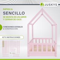 Cama Infantil 80 x 160 cm con protección anticaída, Cama casa de Madera Maciza para niños - Cama en Color Rosado - details 3