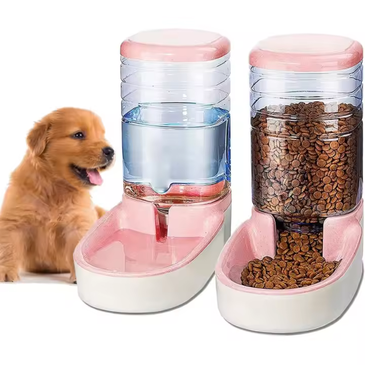 Edipets, Dispensador para Gatos y Perros, Comida y Agua, Pack 2 Unidades, Automático, 3.8 L c/u, Comedero, Alimentador y Bebedero para Mascotas (Gris) - 1