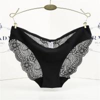 Bragas sexis de encaje para mujer, bragas transpirables de algodón sin costuras, calzoncillos transparentes para niñas, ropa interior de marca de talla grande, 1 pieza - details 5