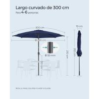 Sombrilla de Jardín 300 cm, UPF 50+, Parasol, 30 ° de Inclinación en dos Direcciones, con , para Patio, Terraza, , Piscina, sin Base, Beige GPU30BE - details 27