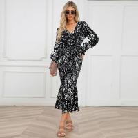 Elegante Vestido de Cuerpo Ajustado con Cuello en V Estampado Ajustado para Mujeres - details 10