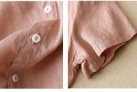 Vestido de Lino y Algodón para Verano Falda Ancha con Cuello de Oreja de Madera - details 9