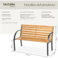 Banco de Jardín Exterior, Madera Lacada y Hierro Fundido, Diseño Elegante, Resistente y Estable, Patio y Terraza - Tradicional - details 2