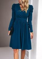 Elegante V-cuello Vestido para Mujer Color Sólido de Alta Calidad Estilo Retro Casual Moda Femenina - details 5