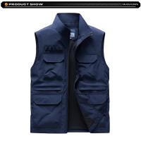 2025 nuevo verano hombres sin mangas ocio al aire libre chaleco con cuello levantado hombres muchos bolsillos Color sólido transpirable chaleco fino chaleco masculino - details 6