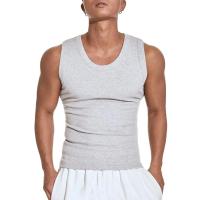 Chaleco para hombre de tela acanalada con cuello redondo, camisetas sin mangas ajustadas de color sólido, chaleco transpirable, ropa deportiva de calle para Fitness - details 0
