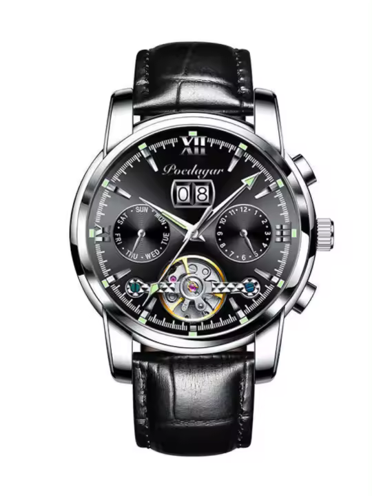 Nuevo reloj mecánico automático impermeable multifuncional para hombre, reloj hueco luminoso de acero fino - 1