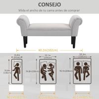 Pie Cama Banqueta Brazos Tapizada Tipo Mara para Dormitorio Salón Recibidor 102x36x51cm Carga 130kg - details 6