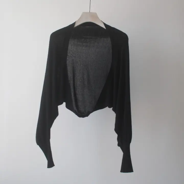 Elegante chal de punto fino de verano para mujer, chal de seda de hielo de manga larga de Color sólido, abrigo informal con protección solar - 1