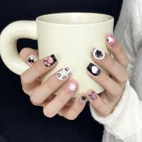 Uñas Postizas Cortas Redondas Hechas a Mano Con Gato Negro Falso De 10 Piezas Para Mujeres Y Niñas Adhesivas Desmontables Para Fiestas - details 1