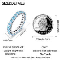 Anillos de circonia cúbica para mujer, Plata de Ley 2024 925 auténtica, cielo estrellado, amor, joyería de compromiso de boda, regalo de cumpleaños - details 1
