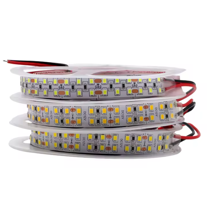 Tira de luces LED de doble fila, cinta Flexible de diodo, blanco Natural cálido, superbrillante, 12V, 24V, 2835, 5M, 240LED/m - 1