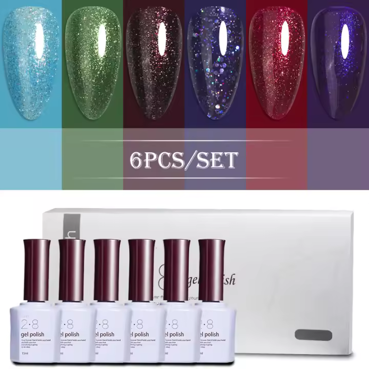 Esmalte de Uñas BOZLIN 6pcs/set 15ml Gel de Color Puro con Luz LED/UV Desvanecimiento de Manicura Sin Borrado Varnishes Lacquers - 1