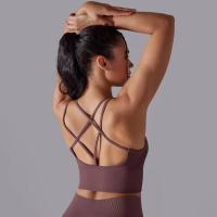 Sujetador de yoga sin costuras para mujer, sujetador deportivo cruzado de alto impacto, a prueba de golpes, top corto, transpirable, antisudor - details 49