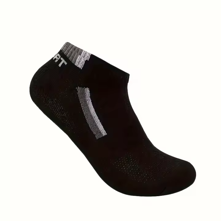 5pcs Calcetines Deportivos de Tobillo - Transpirables y Absorbentes de Humedad de Poliéster, Cortos con Patrón Deportivo de Letras, Ideales para Hombres y Mujeres, Solo Lavado a Mano, Calcetines Deportivos de Tobillo | Calcetines de Colores - 1