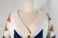 Cárdigans elegantes a cuadros para mujer, suéteres de gran tamaño con botones y manga abombada, Tops para invierno y primavera 2024 - details 14