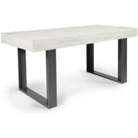 Mesa de comedor extensible rectangular para 6-10 personas, madera y negro, 160-200 cm - details 21