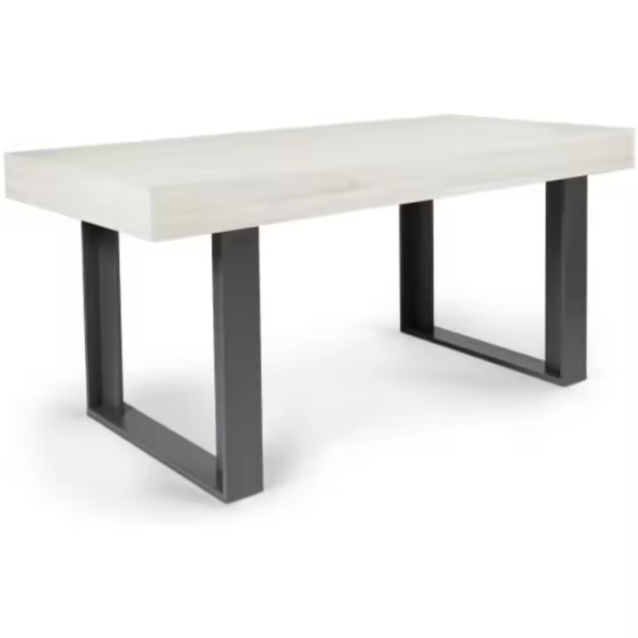 Mesa de comedor extensible rectangular para 6-10 personas, madera y negro, 160-200 cm - 1