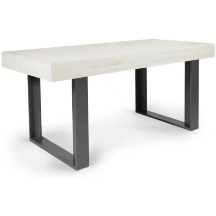 Mesa de comedor extensible rectangular para 6-10 personas, madera y negro, 160-200 cm - 1
