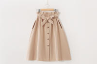 Women summer midi elegant solid high waist a-line cotton skirt - details 13