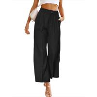 Pantalones anchos de cintura alta para mujer, moda otoño primavera - details 1