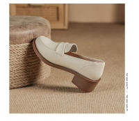 Zapatos de cuero con tacón grueso simple, suela suave, de 4 cm de altura, zapatos pequeños de cuero. - details 29