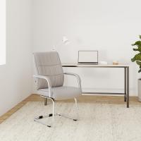 Silla Estilo Cantilever Sievert Tapizada En Cuero Sintético I Silla De Conferencias con Reposabrazos I Silla De Oficina Sin Ruedas, Color:Blanco - details 1