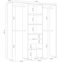 Armario Vestidor con 2 Cajones, Vestidor con Barras y Baldas, Acabado en Blanco Artik y Gris Cemento, Medidas: 179 cm (Ancho) x 202 cm (Alto) x 50 cm (Fondo) - details 2
