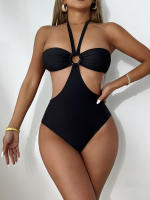 Traje de Baño de Una Pieza Ajustable para Mujer 2024 Trikini Monokini Negro Estilo de Playa XL - details 6