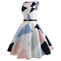Floral print summer women  vintage elegant swing party a line dress - details 8