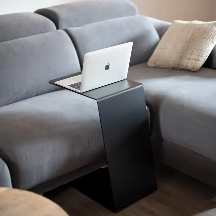 Mesa Auxiliar Negra de Salón |   Mesa de centro alta de apoyo para sofá |   Mesas auxiliares para salón |   Comprar mesa auxiliar, mesa para comer en el sofá o soporte portátil (negro) - 1