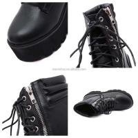 Dropshipping Logo estilo gótico tacones altos zapatos de mujer botas de suela gruesa con cremallera lateral grande - details 10