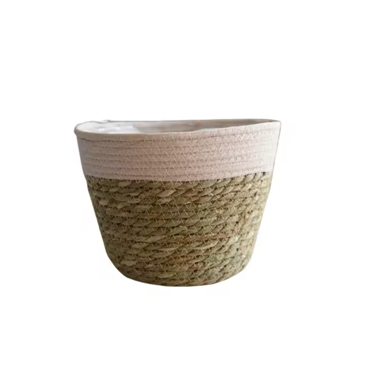 Maceta de Cestas de Mar Cesta Tejida a Mano para Plantas Interior y Exterior con Forros de Plástico - 1