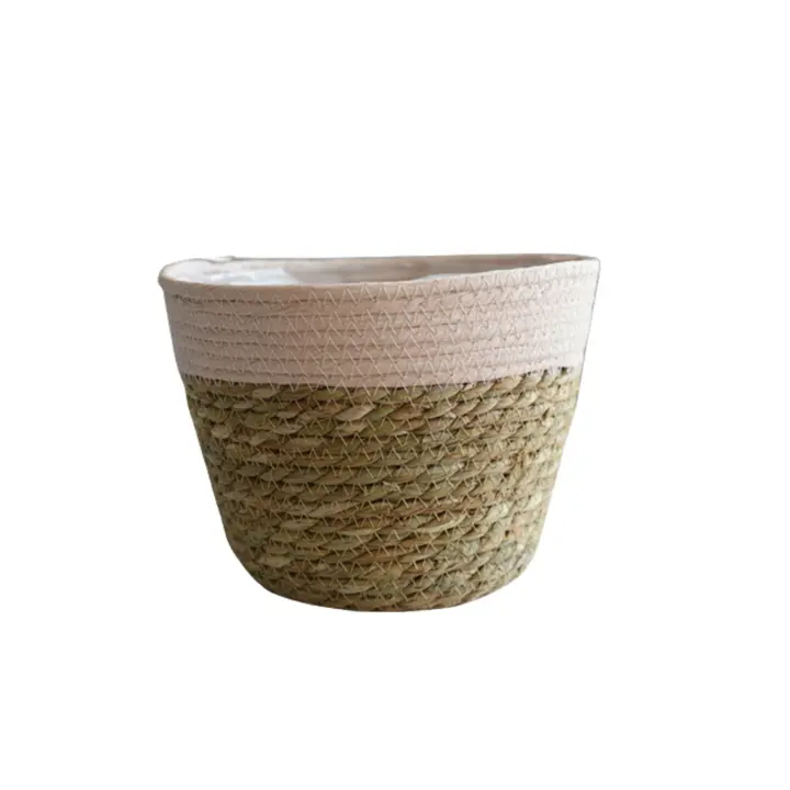 Maceta de Cestas de Mar Cesta Tejida a Mano para Plantas Interior y Exterior con Forros de Plástico - 1
