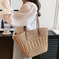 Bolso de Paja Hueco a Moda Casual Bolso de Playa para Mujeres de Gran Capacidad con Cinturón de Trenza Ideal para Compras Diarias y Viajes - details 1