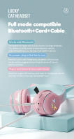 Auriculares inalámbricos RGB con bonito gato para niñas, regalos para niños, auriculares con micrófono, estéreo, música, juegos, luces de Control - details 10