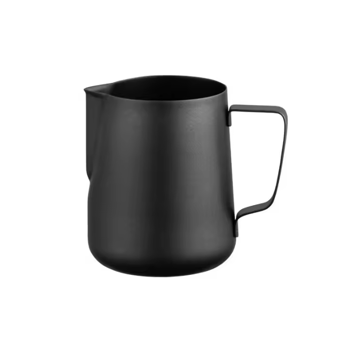 Latas de acero inoxidable para evaporar, latas de leche y café, capuchino, latte art, negro, 12 onzas/350 mililitros - 1
