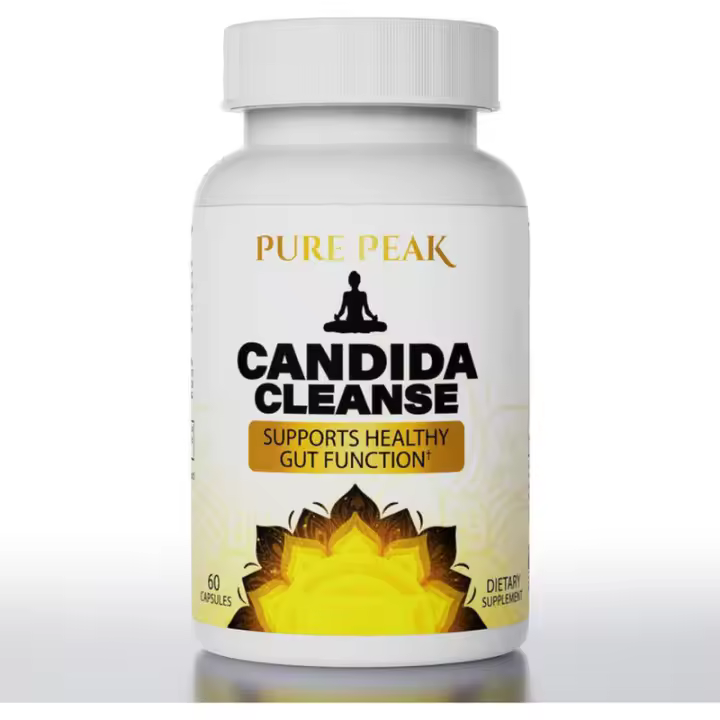 Pure Peak Candida Cleanse Gut Colon Support (60 cápsulas) Hierbas naturales para hombres y mujeres para desintoxicación intestinal - Hoja de orégano, - 1