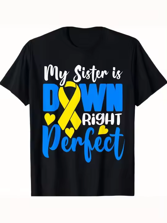Camiseta de Awareness de Down Syndrome Cuello Redondo Manga Corta Material de Algodón Suave y Cómodo Regalo Ideal para Papá - 1