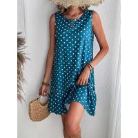 Vestido casual elegante con estampado de puntos blancos y negros - details 4