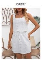 Vestido sin mangas de jacquard de punto hueco con cuello en U para mujer - details 7