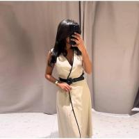 Elegante Vestido Midi de Moda Y2K con Cinturón Vestido Sin Mangas para Mujer - details 9