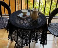 Gancho de ganchillo de algodón cuadrado rural tejido a mano, pasillo de balcón de dormitorio, mesa redonda de fiesta de té, mantel de tela de piano, mantel - details 0