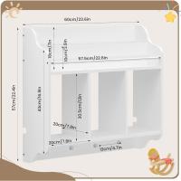 Pared para Niños, Librería Infantil Flotante, Estantes de Pared con 3 Compartimentos y 4 Ganchos de Pomo, para Guardería, Habitación Infantil y Sala de Juegos, Blanco - details 2