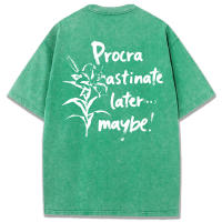 Procra Astinate Later Maybe Print-camisetas lavadas para mujer, camisetas informales de verano, Top deportivo de manga corta suave y cómodo a la moda - details 56